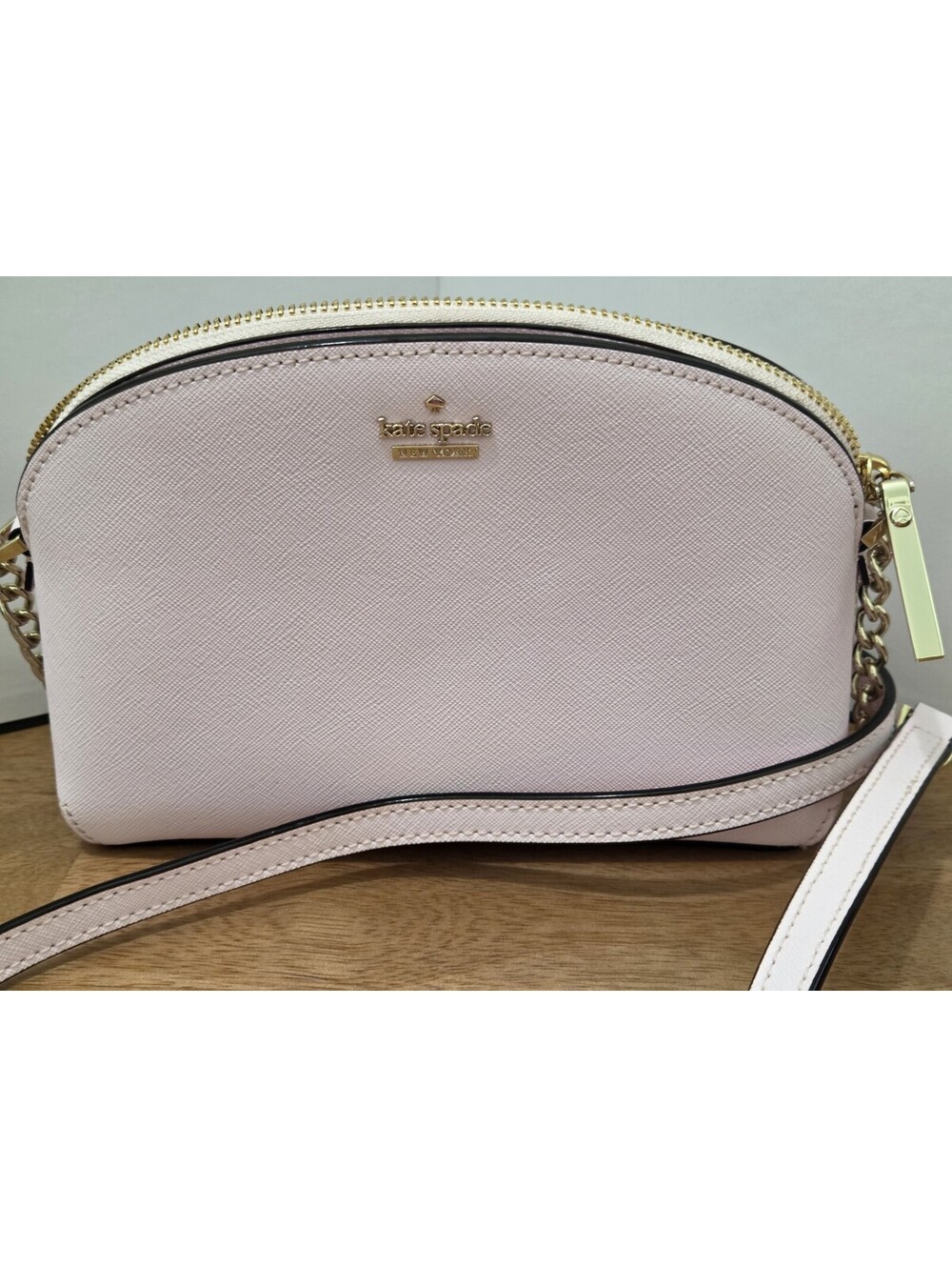 Kate Spade New York Pink Saffiano Leather Chain Strap Crossbody Bag